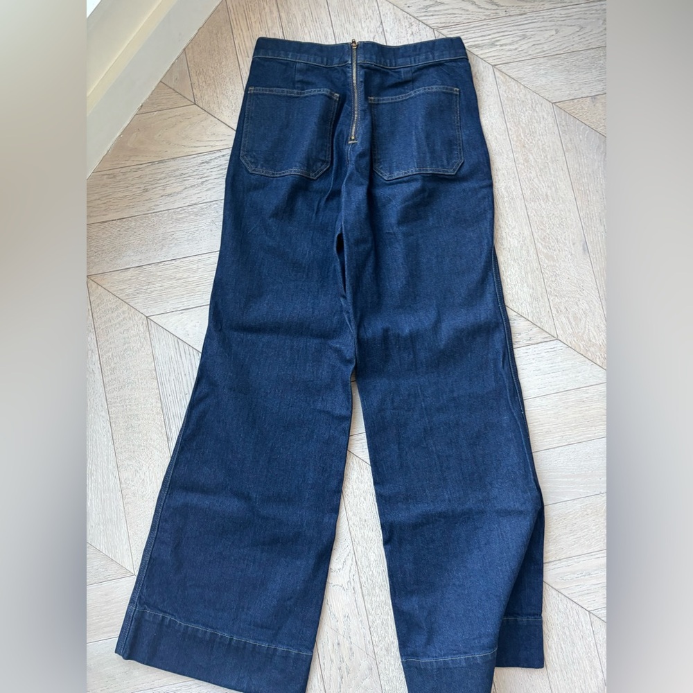 J. Crew Dark Blue Flare Jeans with Gold Buttons - Picture 5 of 6